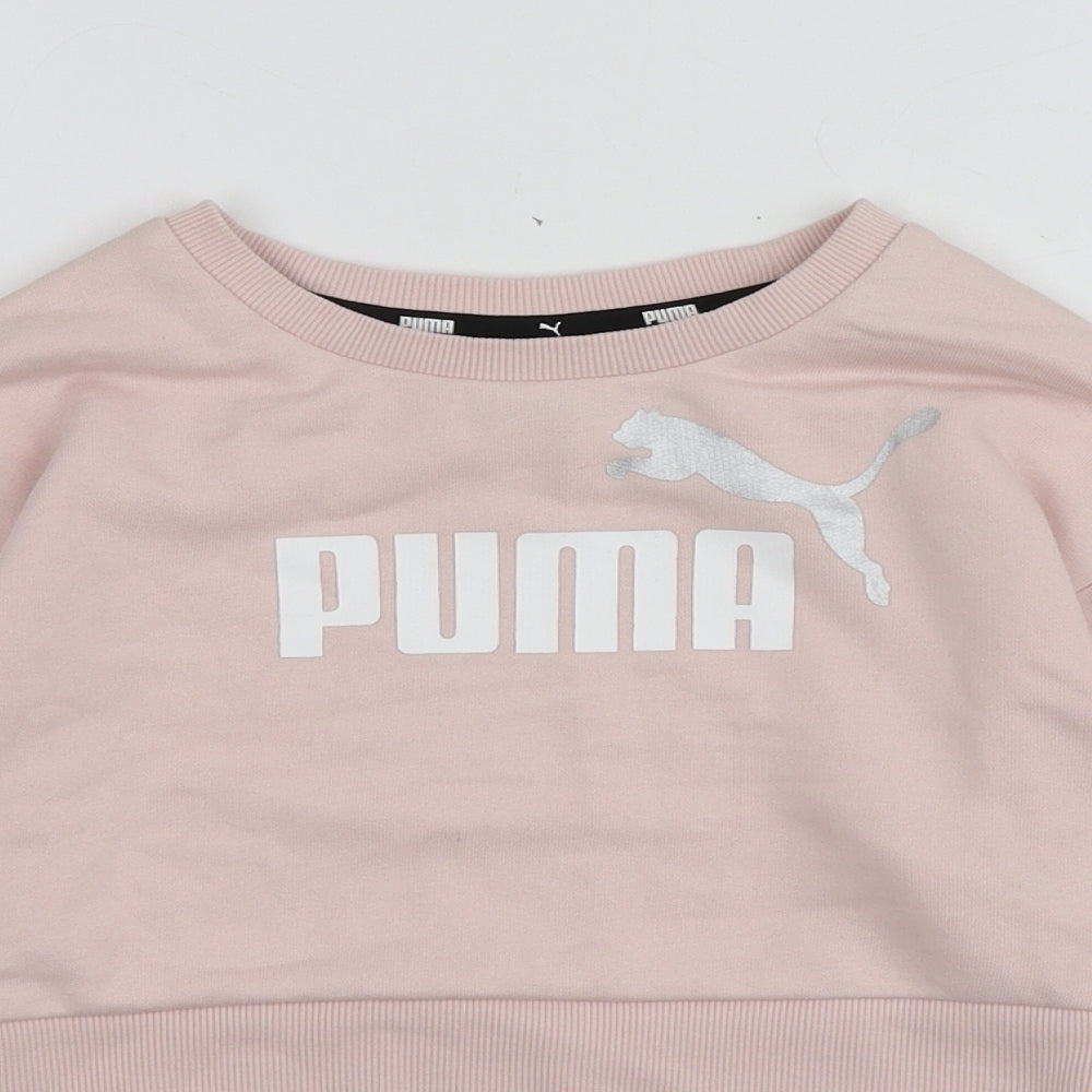 PUMA Girls Pink  Cotton Pullover Sweatshirt Size 5-6 Years