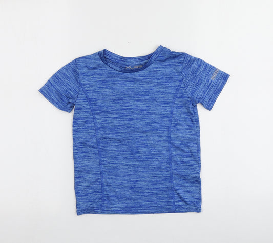 Front view of Dunnes boys’ blue 100% polyester basic t-shirt, size 4-5, years round neck