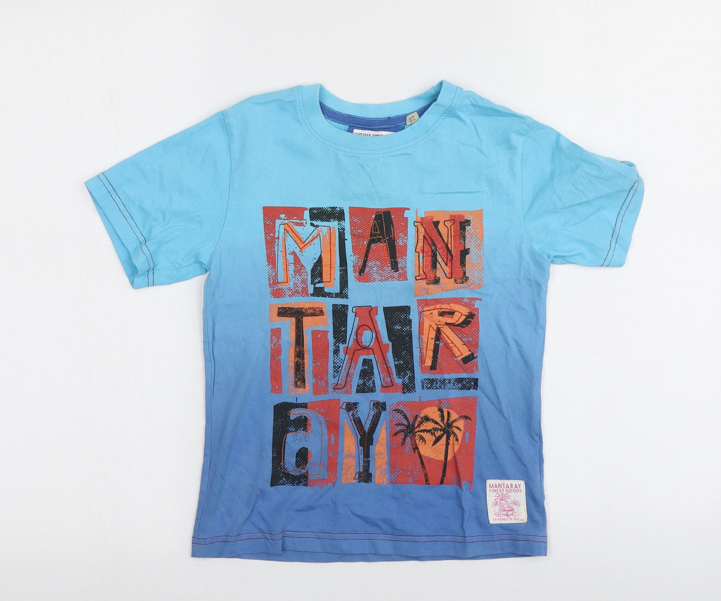 Mantary Boys Blue  100% Cotton Basic T-Shirt Size 5-6 Years Round Neck