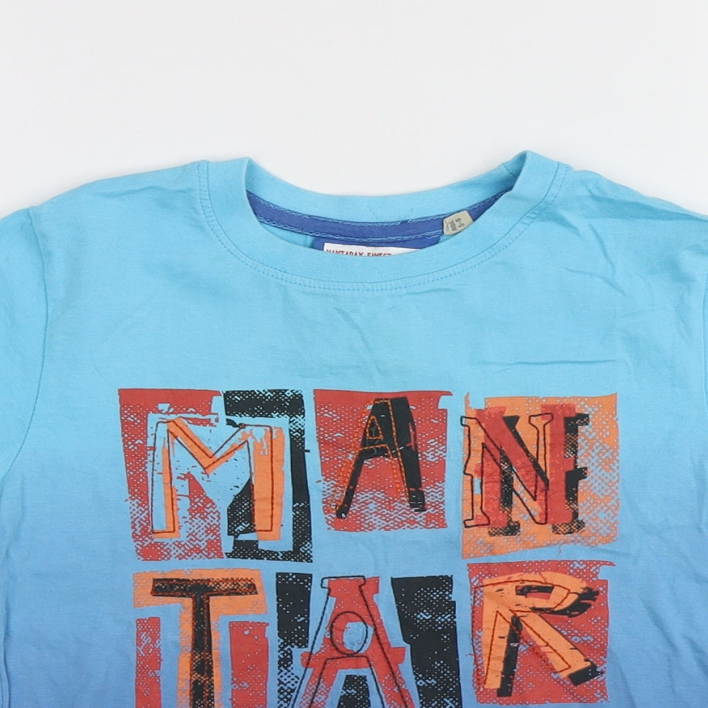Mantary Boys Blue  100% Cotton Basic T-Shirt Size 5-6 Years Round Neck