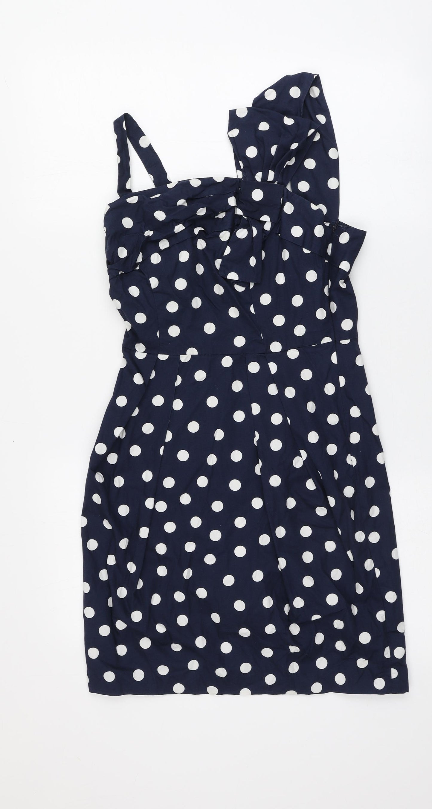 George Womens Blue Polka Dot 100% Cotton A-Line  Size 8  Square Neck