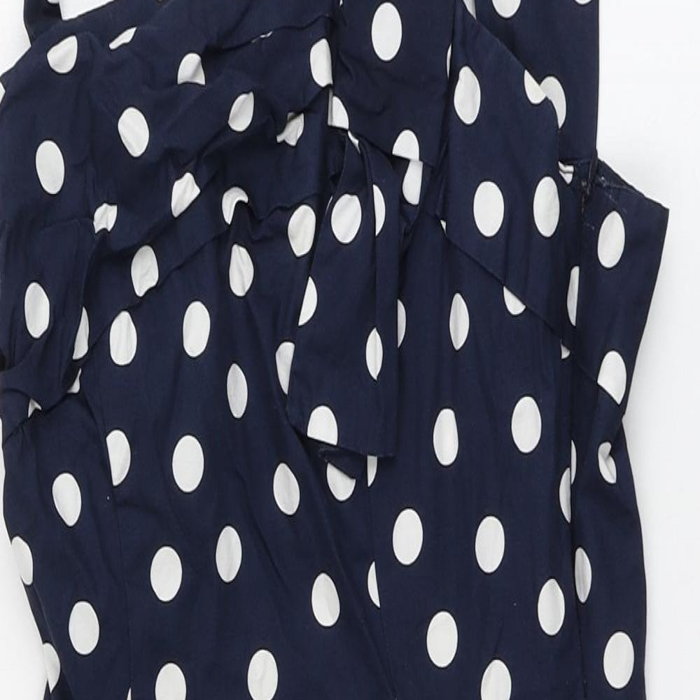 George Womens Blue Polka Dot 100% Cotton A-Line  Size 8  Square Neck