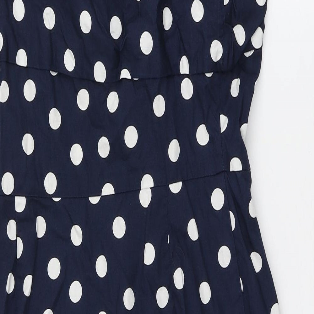 George Womens Blue Polka Dot 100% Cotton A-Line  Size 8  Square Neck