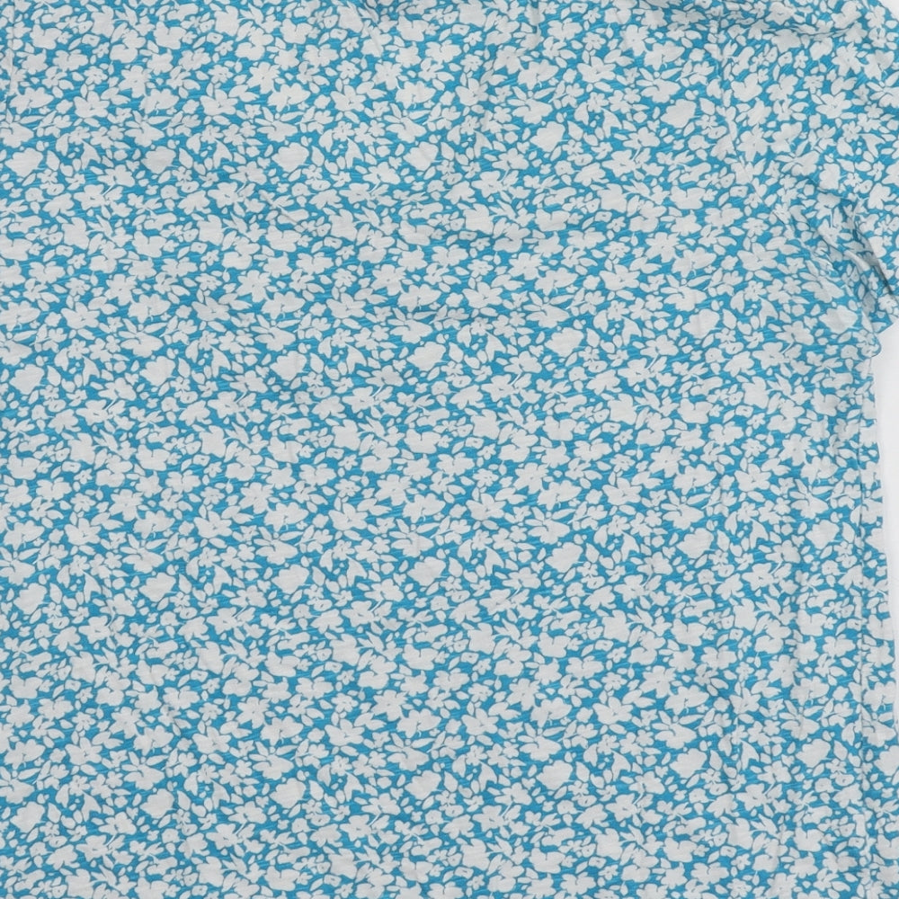 Phase Eight Womens Blue Floral 100% Cotton Basic T-Shirt Size 12 V-Neck
