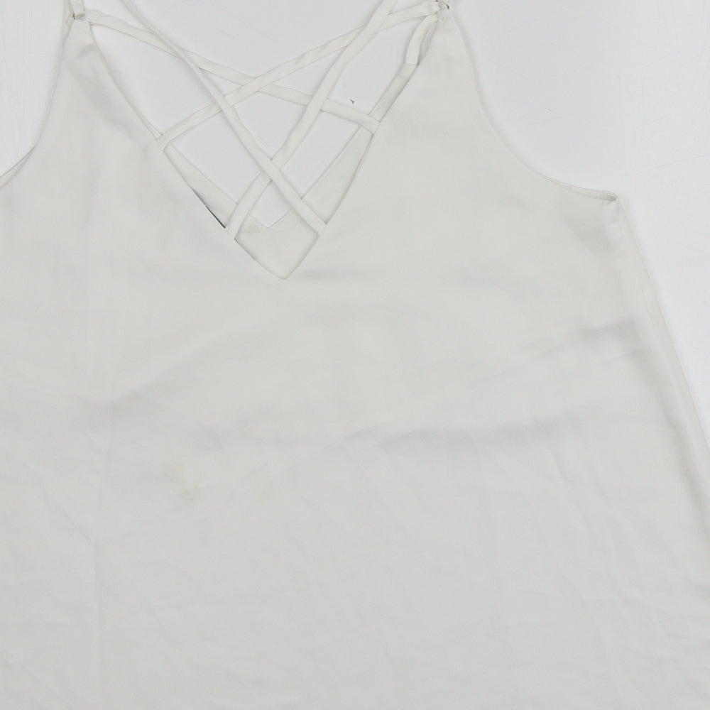 NEXT Womens Ivory  Polyester Basic Blouse Size 12 Halter