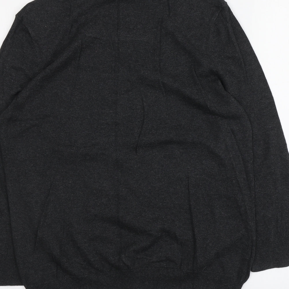 Laura Ashley Womens Grey Round Neck Geometric Cotton Pullover Jumper Size 14
