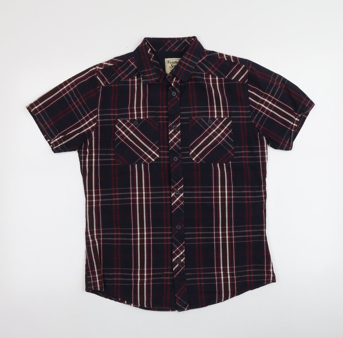 Twisted Soul Mens Multicoloured Plaid Cotton  Button-Up Size S Collared