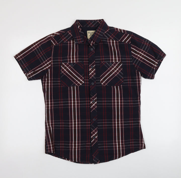 Twisted Soul Mens Multicoloured Plaid Cotton  Button-Up Size S Collared