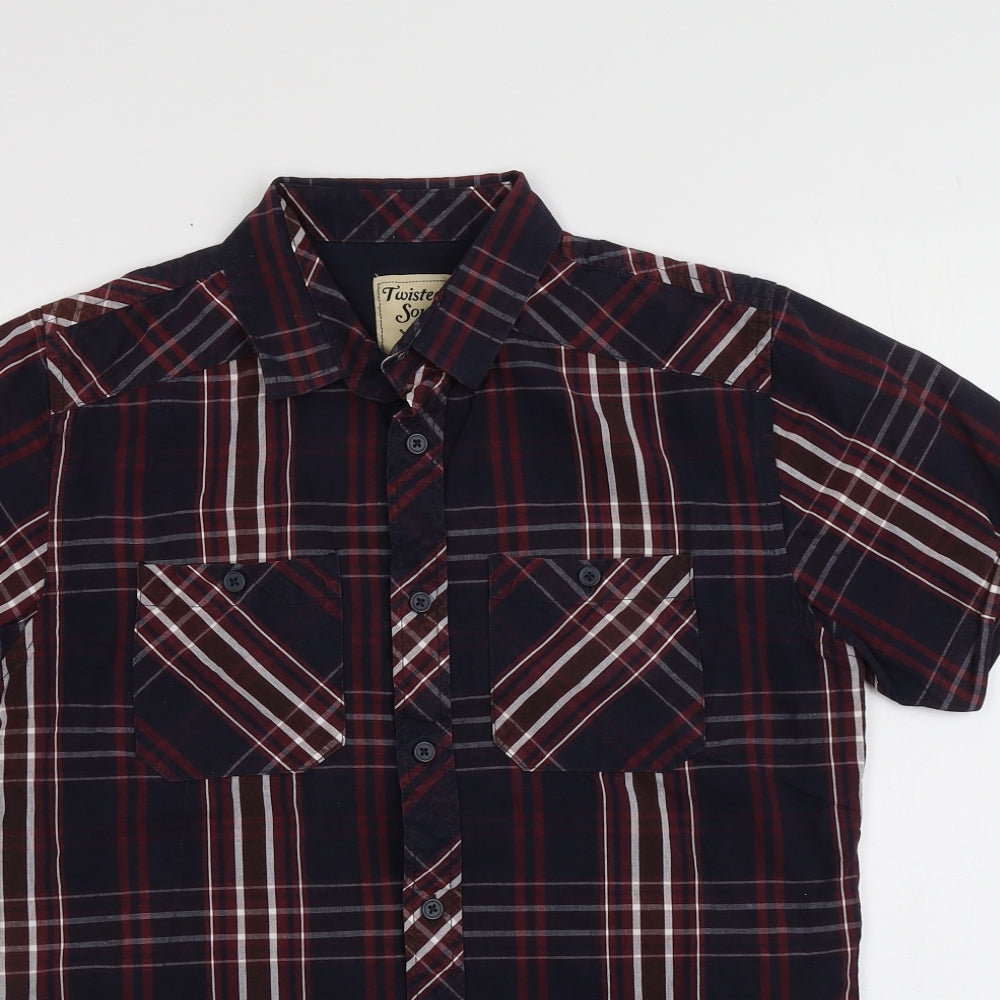 Twisted Soul Mens Multicoloured Plaid Cotton  Button-Up Size S Collared