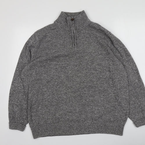 TU Mens Grey High Neck  Cotton Pullover Jumper