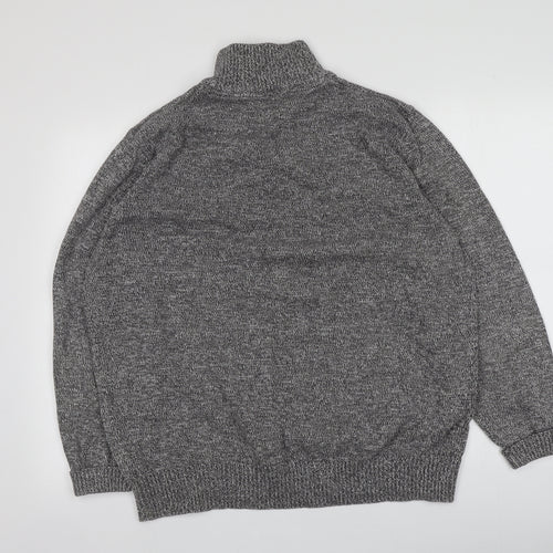 TU Mens Grey High Neck  Cotton Pullover Jumper