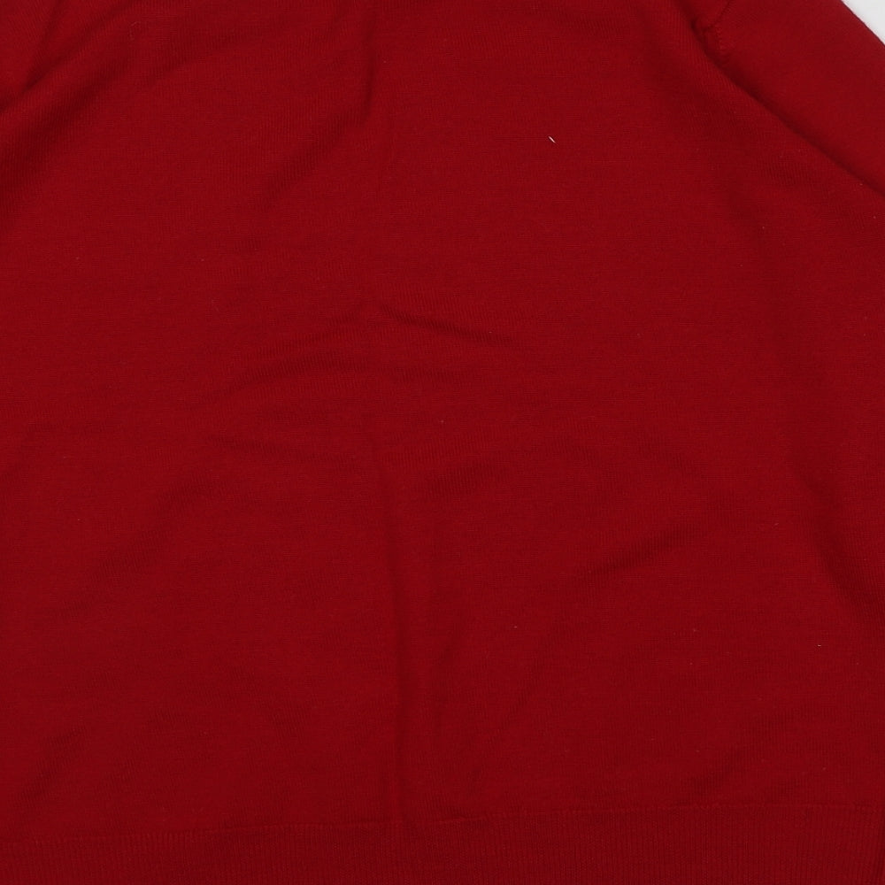 M&S Womens Red Round Neck  Wool Pullover Jumper Size S