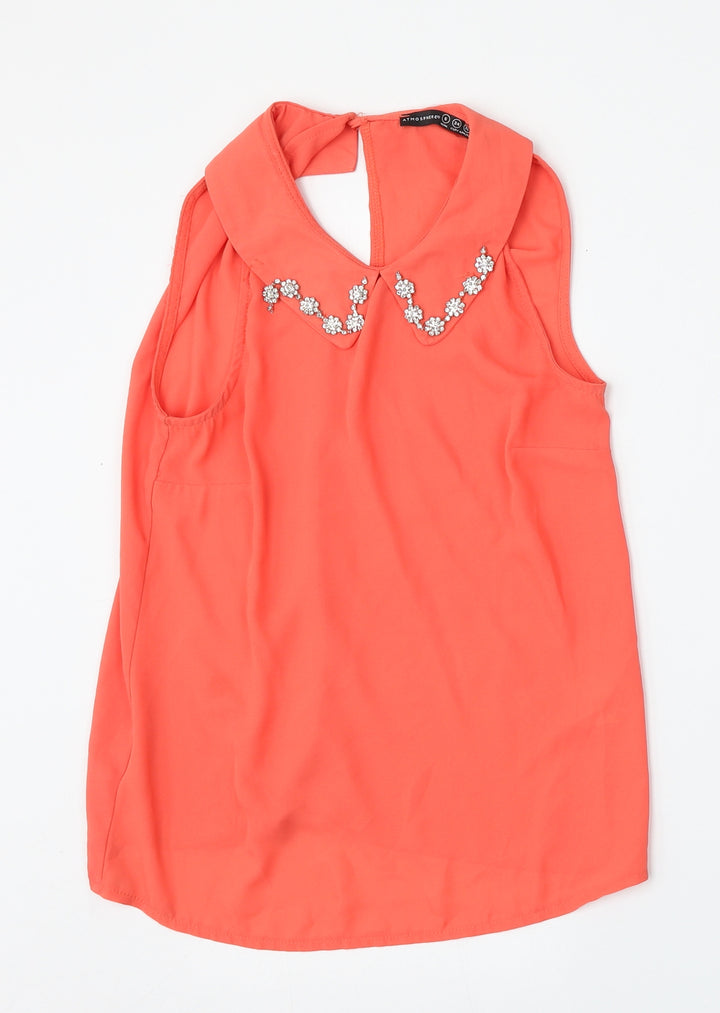 Atmosphere Womens Pink  Polyester Basic Blouse Size 6 Collared