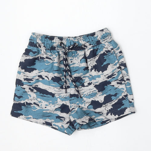 NEXT Boys Blue Camouflage Polyester Cropped Trousers Size 9-12 Months  Tie