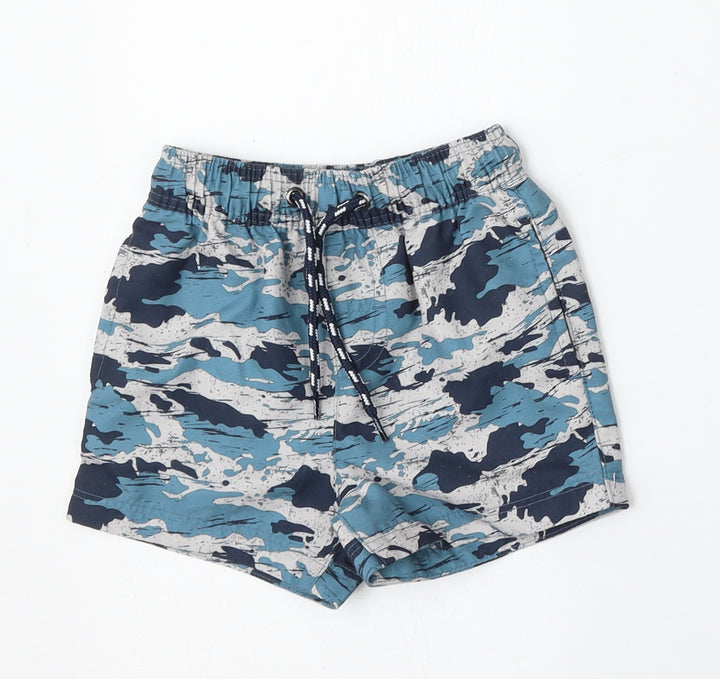 NEXT Boys Blue Camouflage Polyester Cropped Trousers Size 9-12 Months  Tie