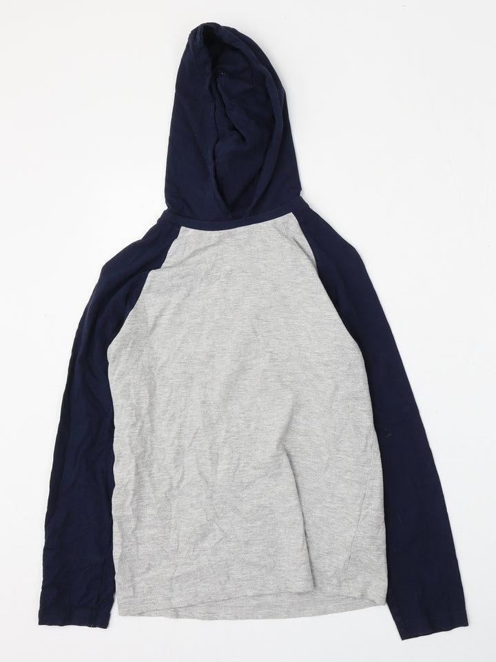 Marks and Spencer Boys Grey Cotton Pullover Hoodie Size 10-11 Years