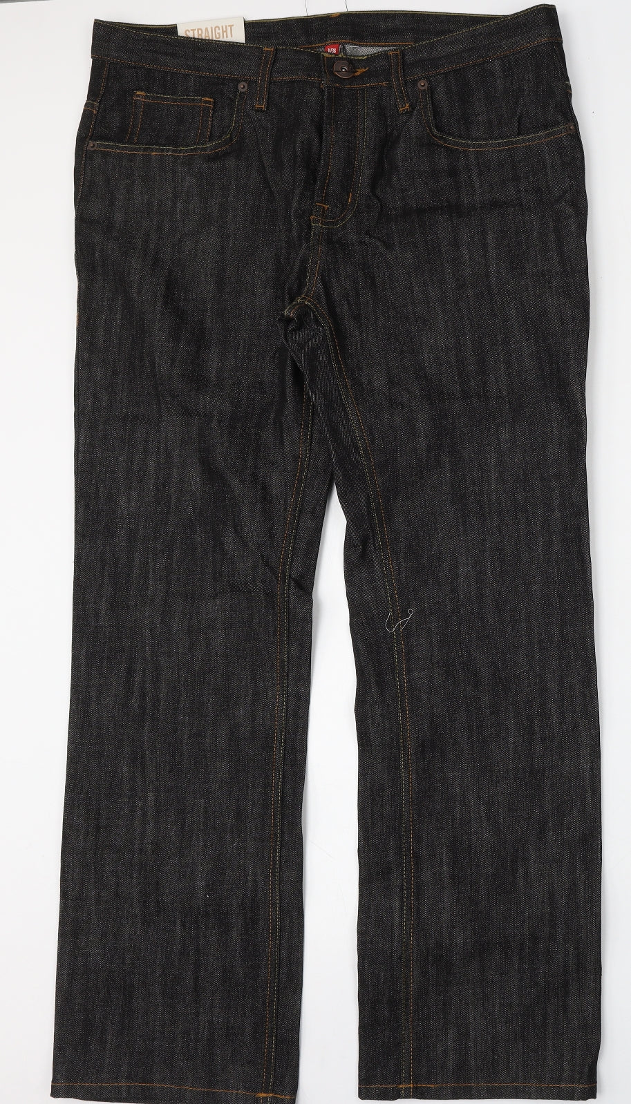 Denim Co Mens Grey  Cotton Straight Jeans Size 36 L30 in Regular Button