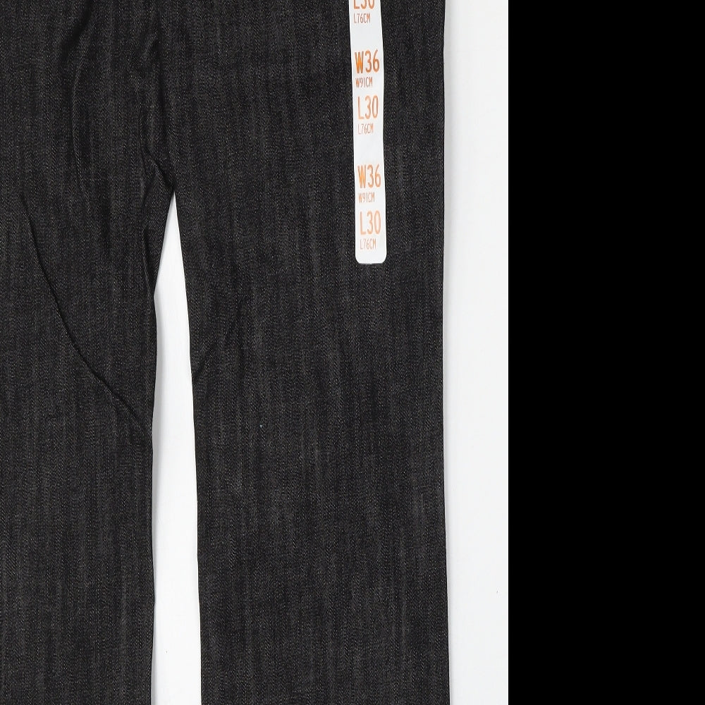 Denim Co Mens Grey  Cotton Straight Jeans Size 36 L30 in Regular Button