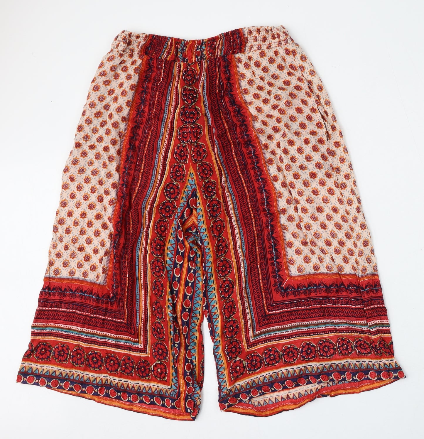 Angie Womens Multicoloured Geometric Ramie Harem Trousers Size S L34 in Regular