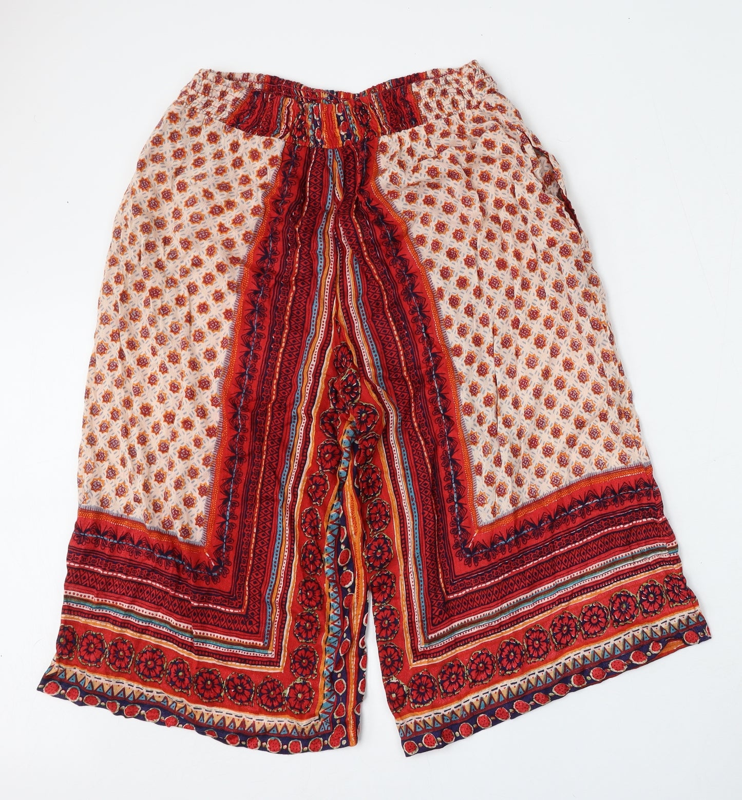 Angie Womens Multicoloured Geometric Ramie Harem Trousers Size S L34 in Regular