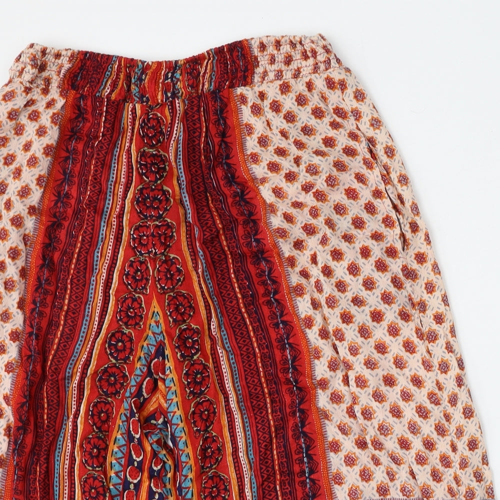 Angie Womens Multicoloured Geometric Ramie Harem Trousers Size S L34 in Regular