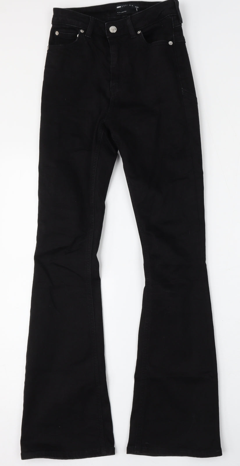 ASOS Womens Black  Cotton Flared Jeans Size 25 L28 in Regular Button