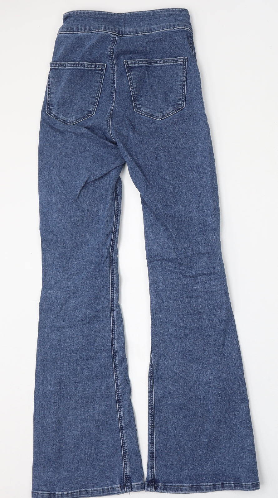 Topshop Womens Blue  Cotton Flared Jeans Size 25 L28 in Regular Button