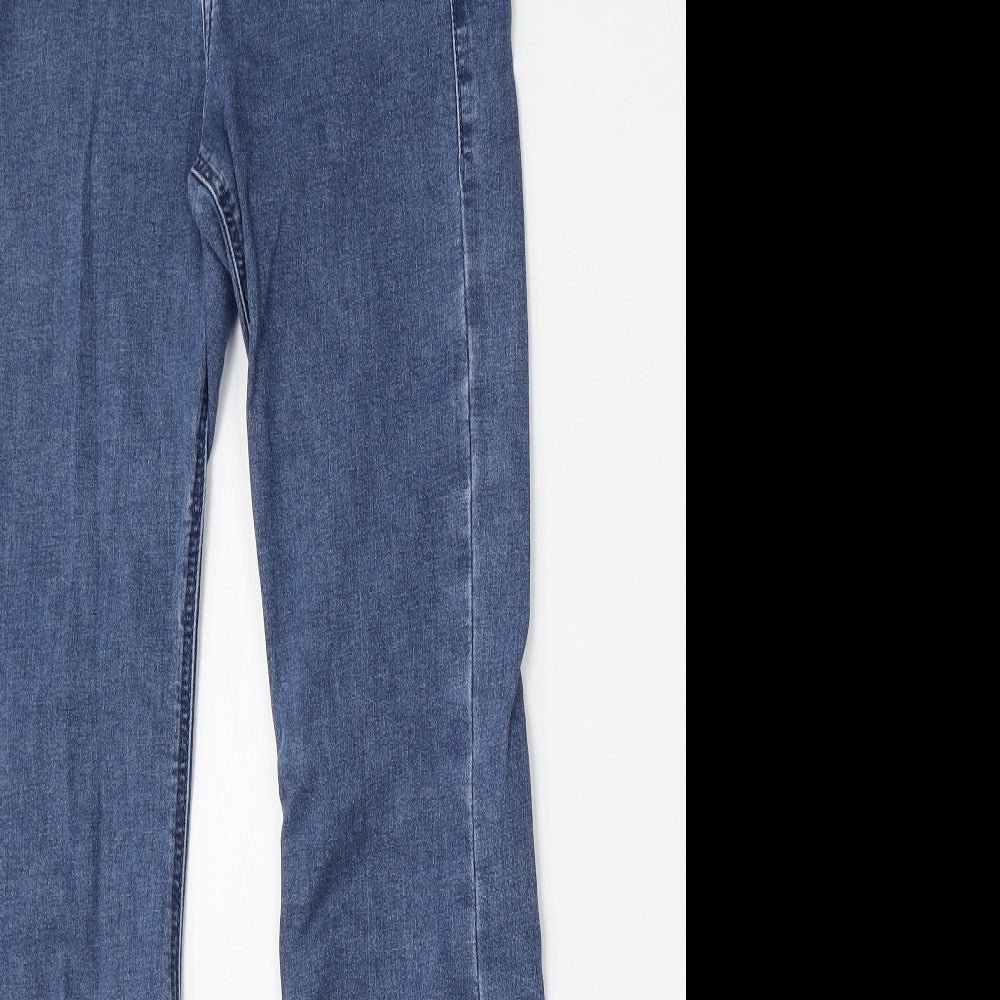 Topshop Womens Blue  Cotton Flared Jeans Size 25 L28 in Regular Button