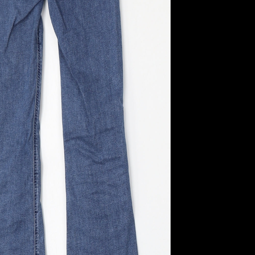 Topshop Womens Blue  Cotton Flared Jeans Size 25 L28 in Regular Button