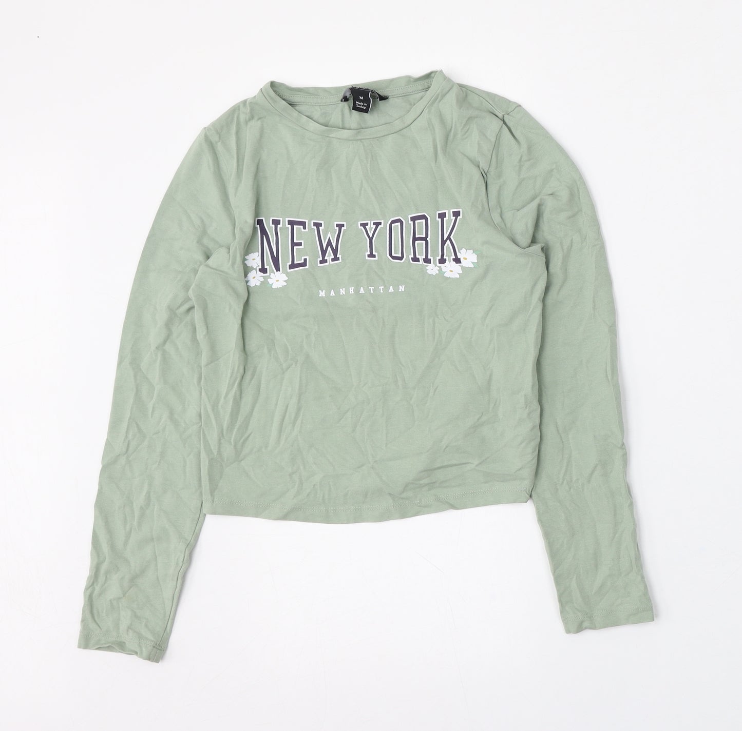 915 Generation Girls Green  Cotton Basic T-Shirt Size M Round Neck
