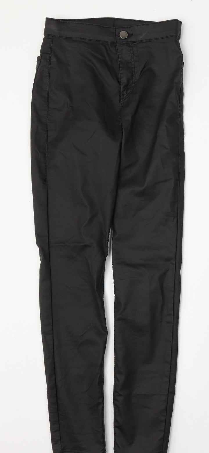 Topshop Womens Black Polyurethane Skinny Jeans Size 25 L28 in Regular Button