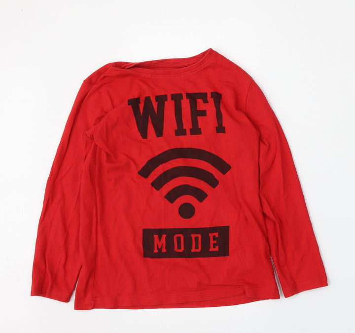 Dunnes Stores Boys Red  Cotton Basic T-Shirt Size 8-9 Years Round Neck  - WiFi Child