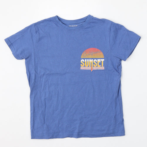 Primark Boys Blue  Polyester Basic T-Shirt Size 8-9 Years Round Neck