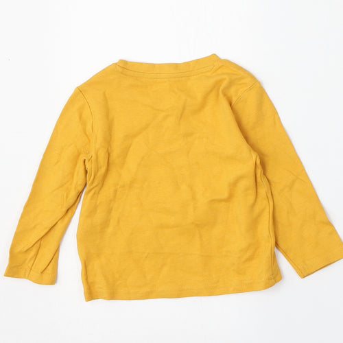 Primark Boys Yellow  Cotton Basic T-Shirt Size 12-18 Months Round Neck