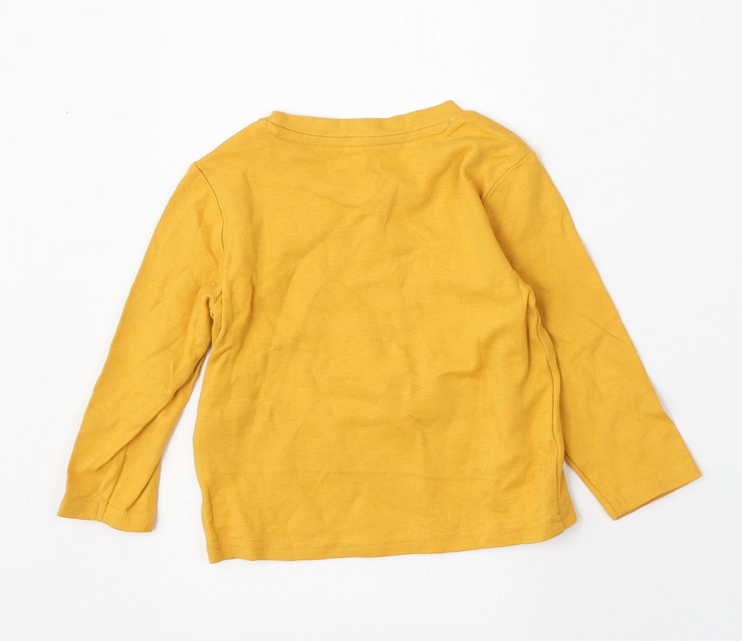 Primark Boys Yellow  Cotton Basic T-Shirt Size 12-18 Months Round Neck