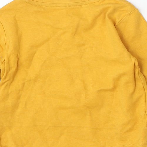 Primark Boys Yellow  Cotton Basic T-Shirt Size 12-18 Months Round Neck