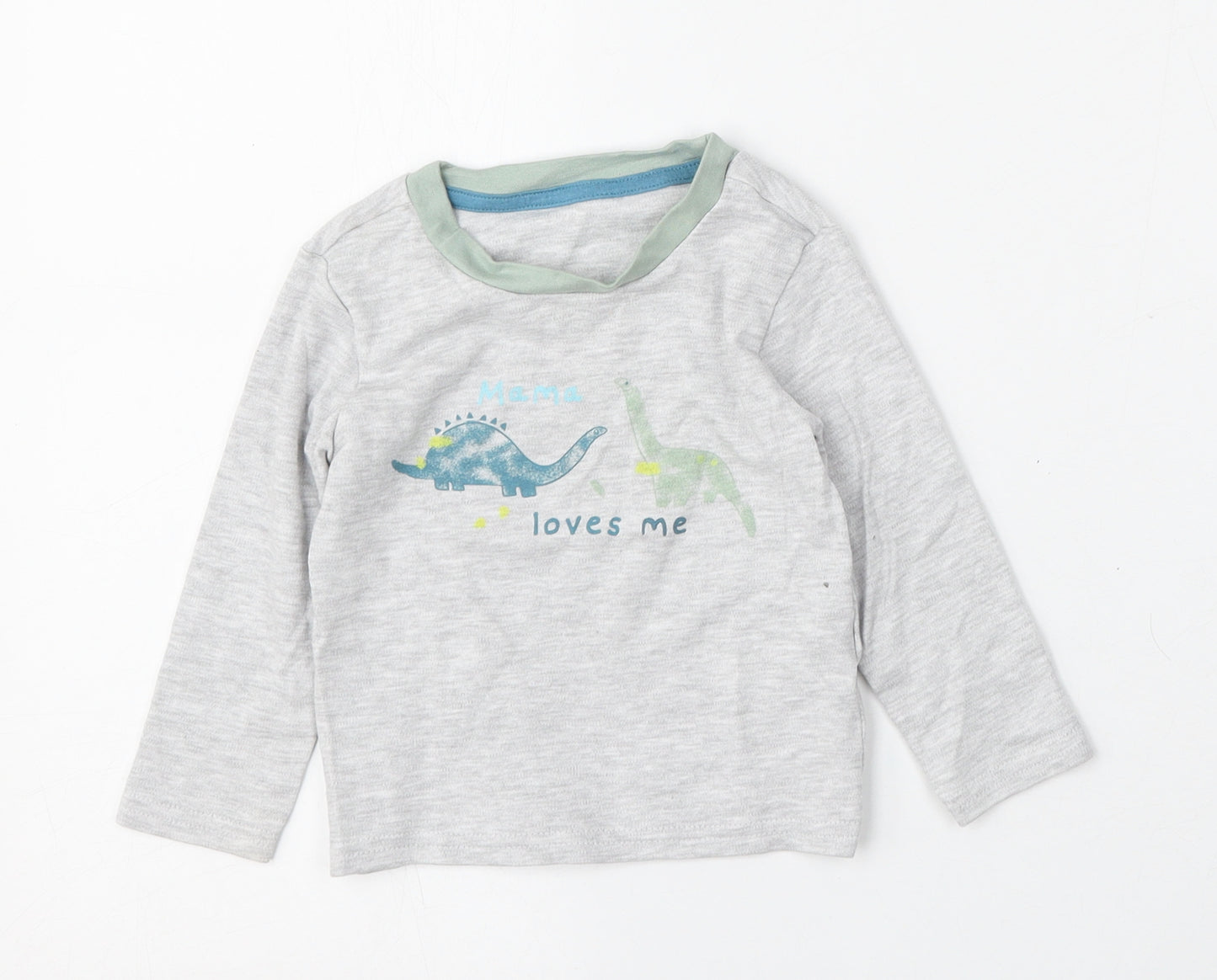 Primark Boys Grey  Cotton Basic T-Shirt Size 12-18 Months Round Neck