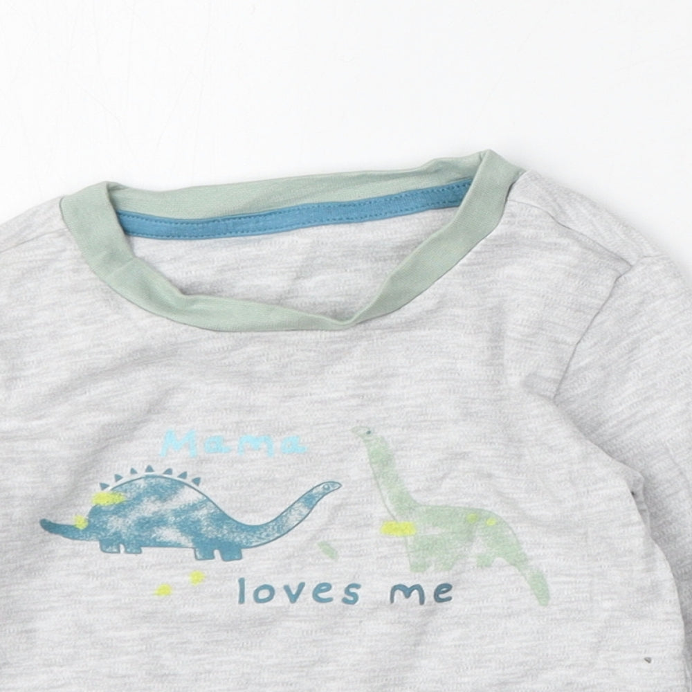 Primark Boys Grey  Cotton Basic T-Shirt Size 12-18 Months Round Neck