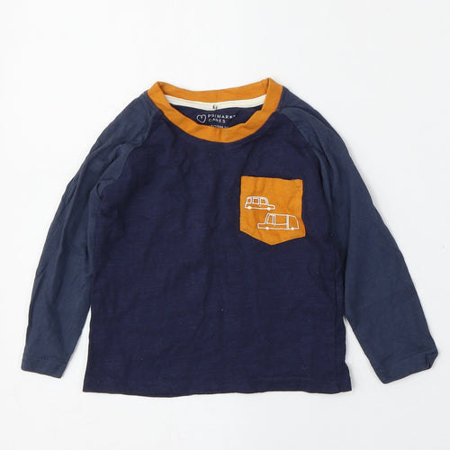 Primark Boys Blue  Cotton Basic T-Shirt Size 12-18 Months Round Neck