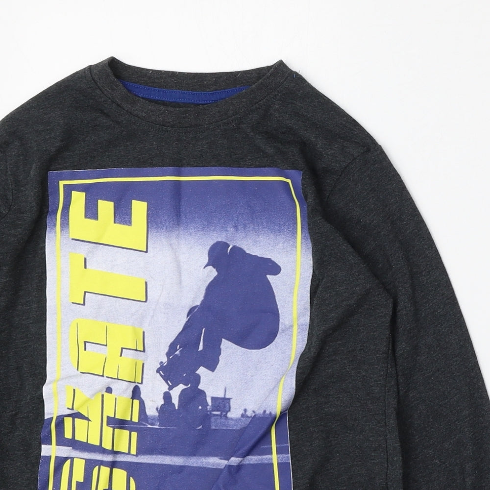 Dunnes Stores Boys Black  Cotton Basic T-Shirt Size 8-9 Years Round Neck
