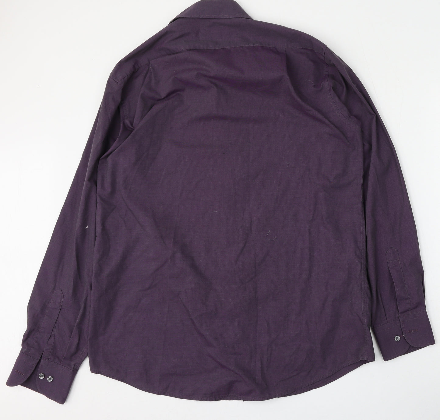 Marks and Spencer Mens Purple  Cotton  Dress Shirt Size 16 Collared Button