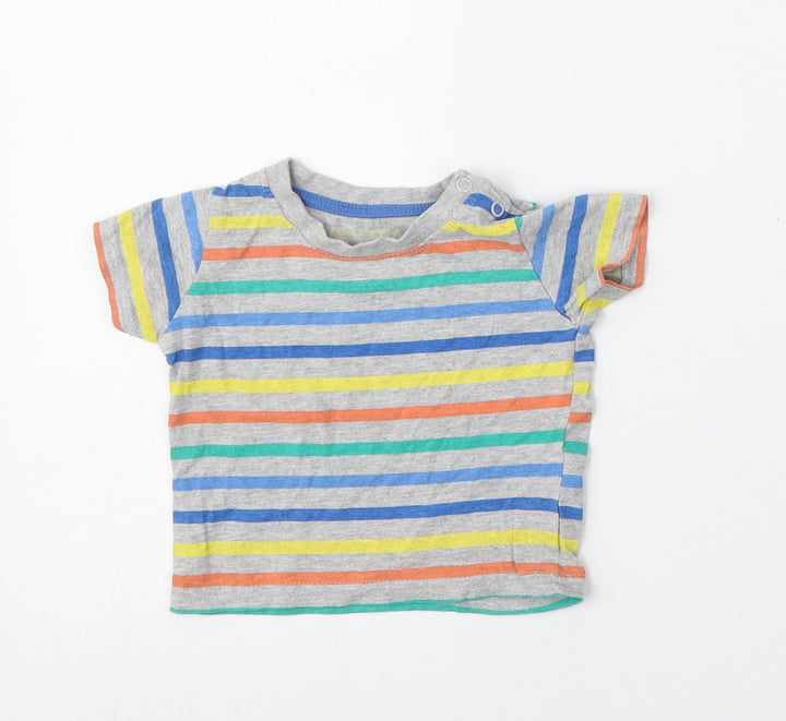 Primark Boys Multicoloured Striped Cotton Basic T-Shirt Size 3-6 Months Round Neck