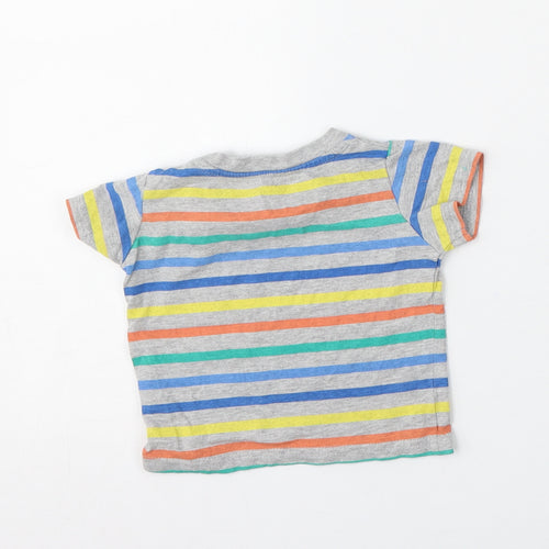 Primark Boys Multicoloured Striped Cotton Basic T-Shirt Size 3-6 Months Round Neck