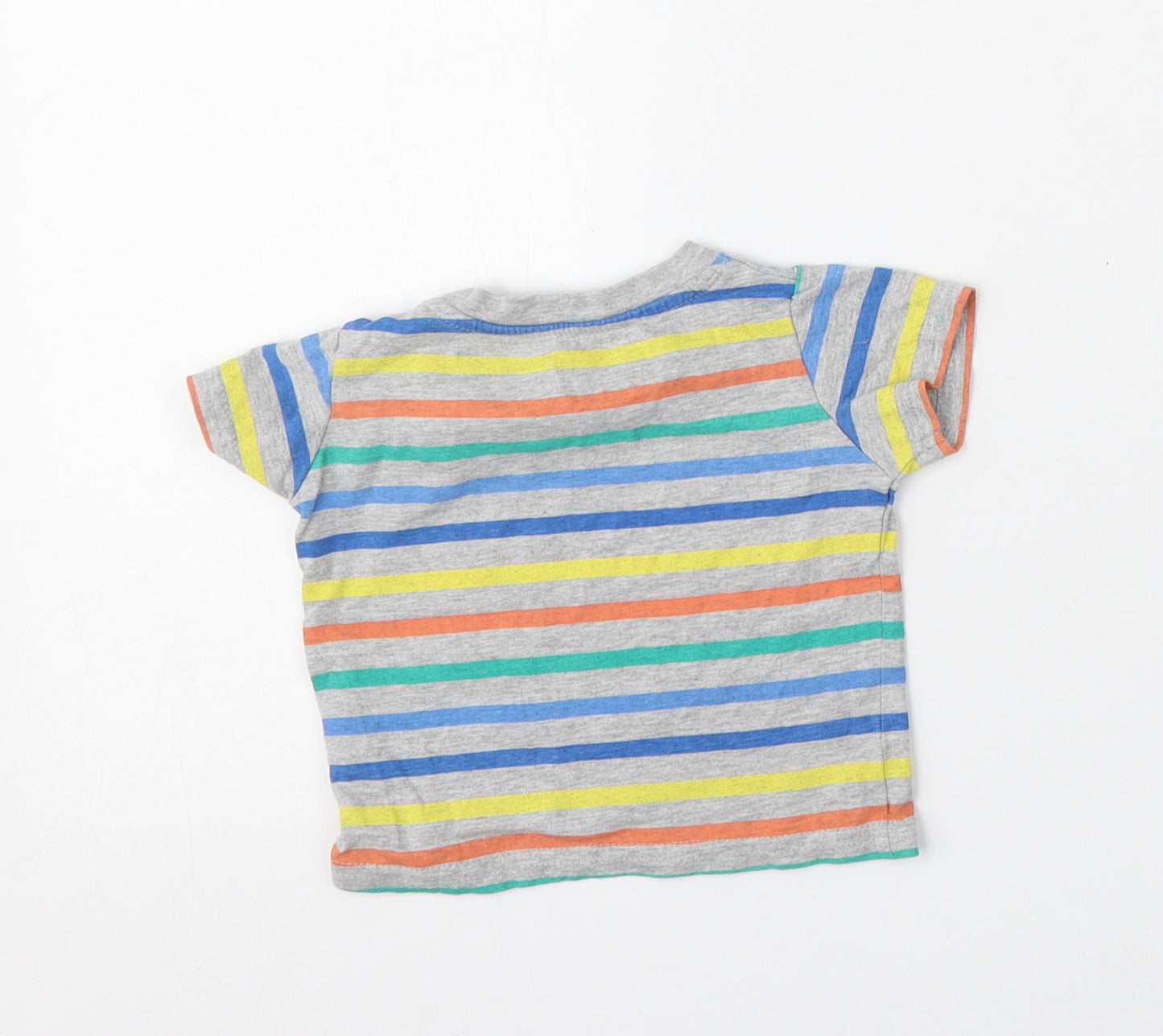 Primark Boys Multicoloured Striped Cotton Basic T-Shirt Size 3-6 Months Round Neck