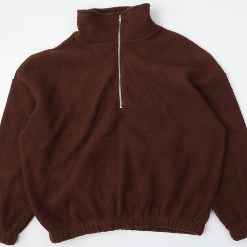 SheIn Womens Brown  Polyester Pullover Sweatshirt Size M  Zip