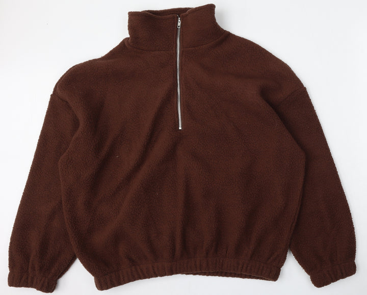 SheIn Womens Brown Polyester Pullover Sweatshirt Size M Zip