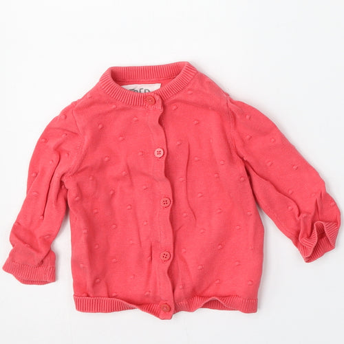 F&F Girls Pink  Cotton Cardigan Jumper Size 0-3 Months