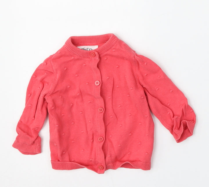 F&F Girls Pink  Cotton Cardigan Jumper Size 0-3 Months