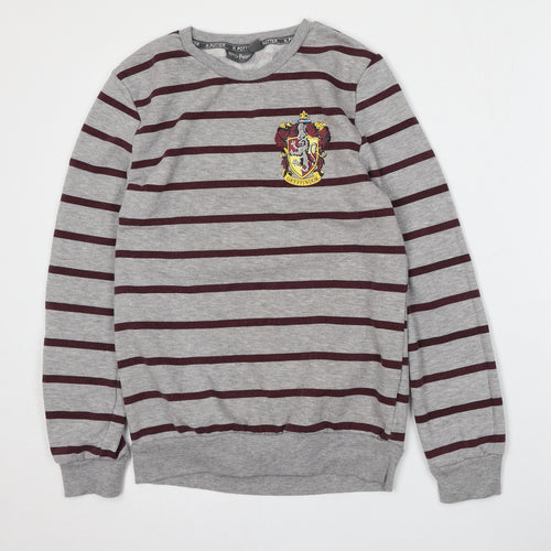 Primark Womens Grey Striped Polyester Pullover Sweatshirt Size 4