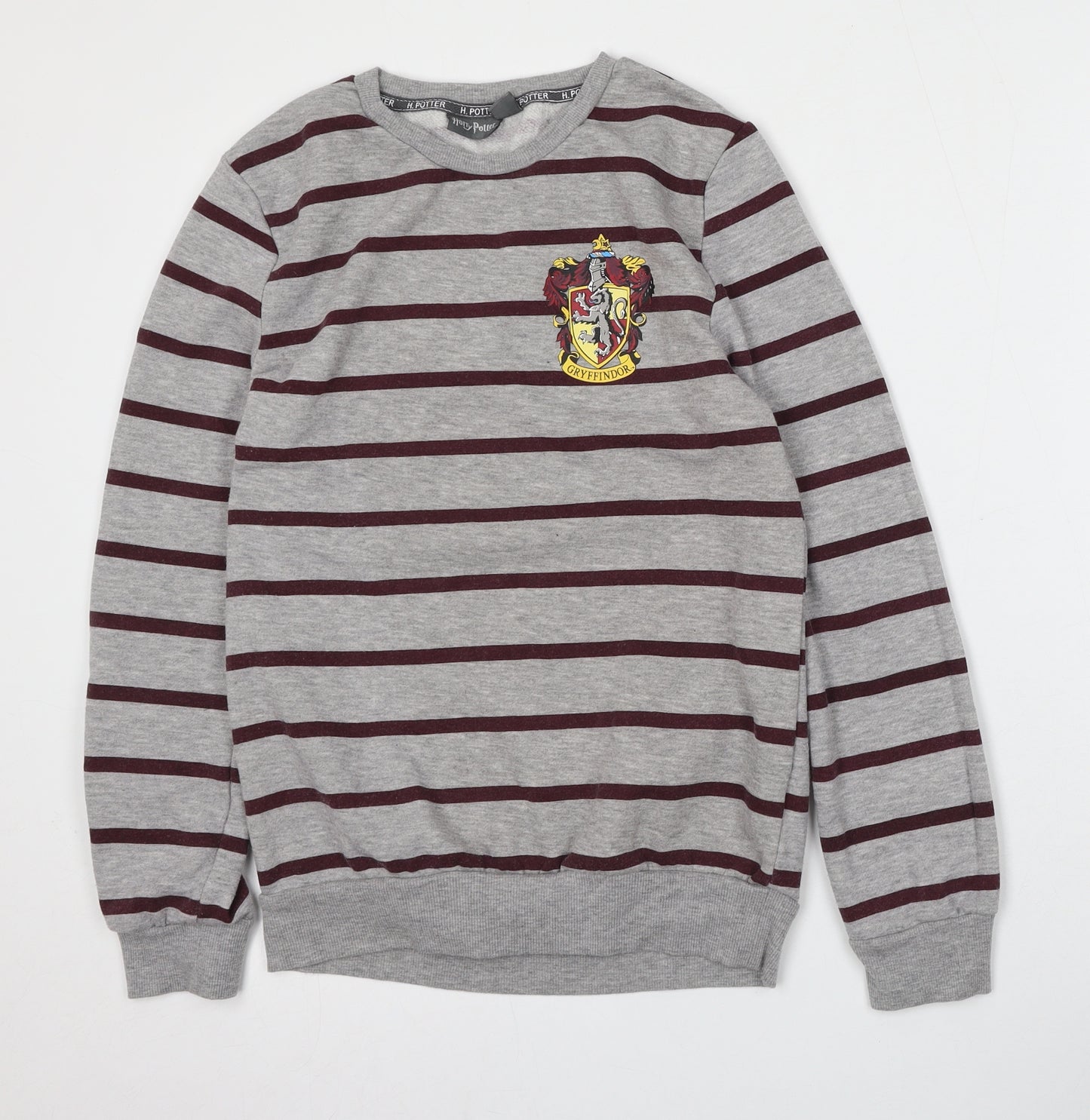 Primark Womens Grey Striped Polyester Pullover Sweatshirt Size 4